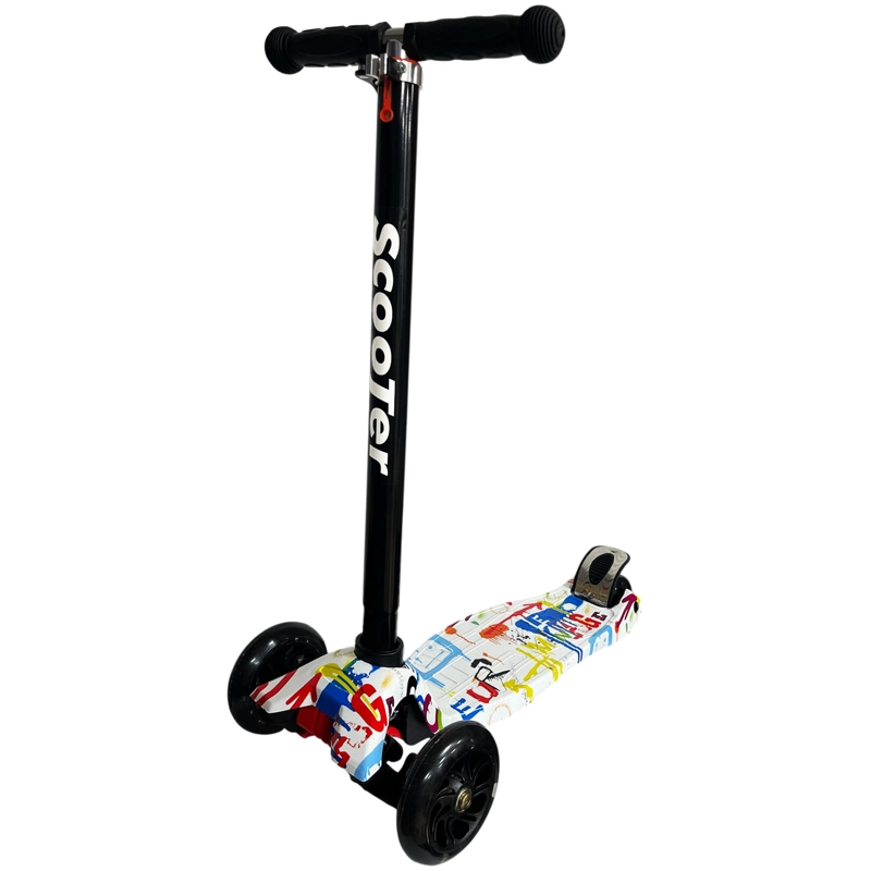 MONOPATIN SCOOTER INFANTIL PLEGABLE 4 RUEDAS CON LUZ BLANCO - 1
