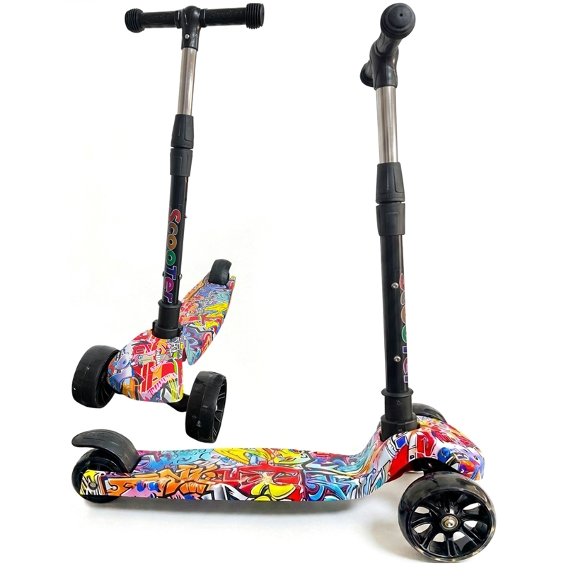 MONOPATIN SCOOTER INFANTIL PLEGABLE 3 RUEDAS ESTAMPADO ROJO - 1