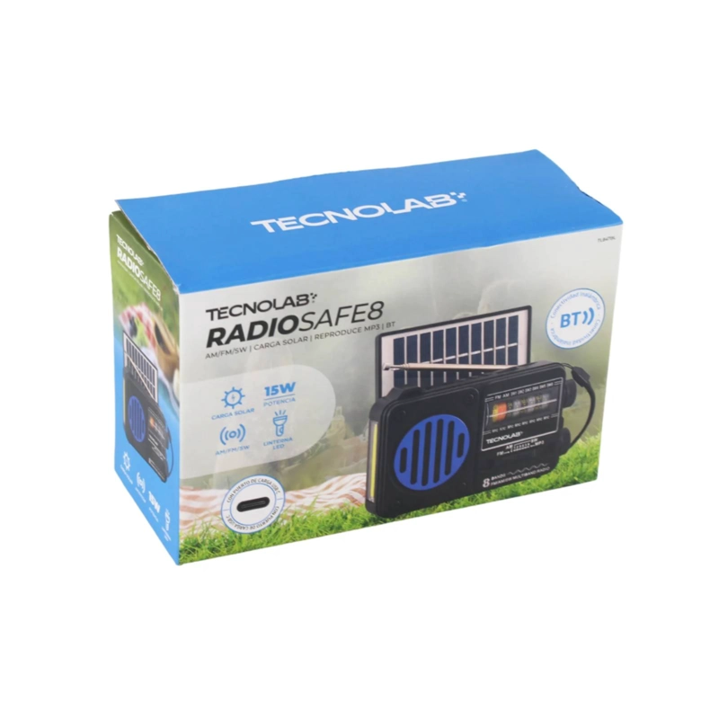 RADIO RECARGABLE FM/AM PORTATIL SOLAR USB-C BLUETOOTH - 4