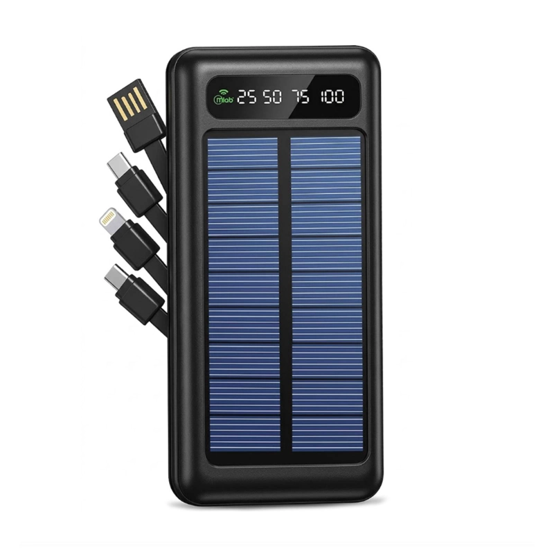 CARGADOR PORTATIL POWERBANK SOLAR 10000 MAH CARGA RAPIDO LED - 1