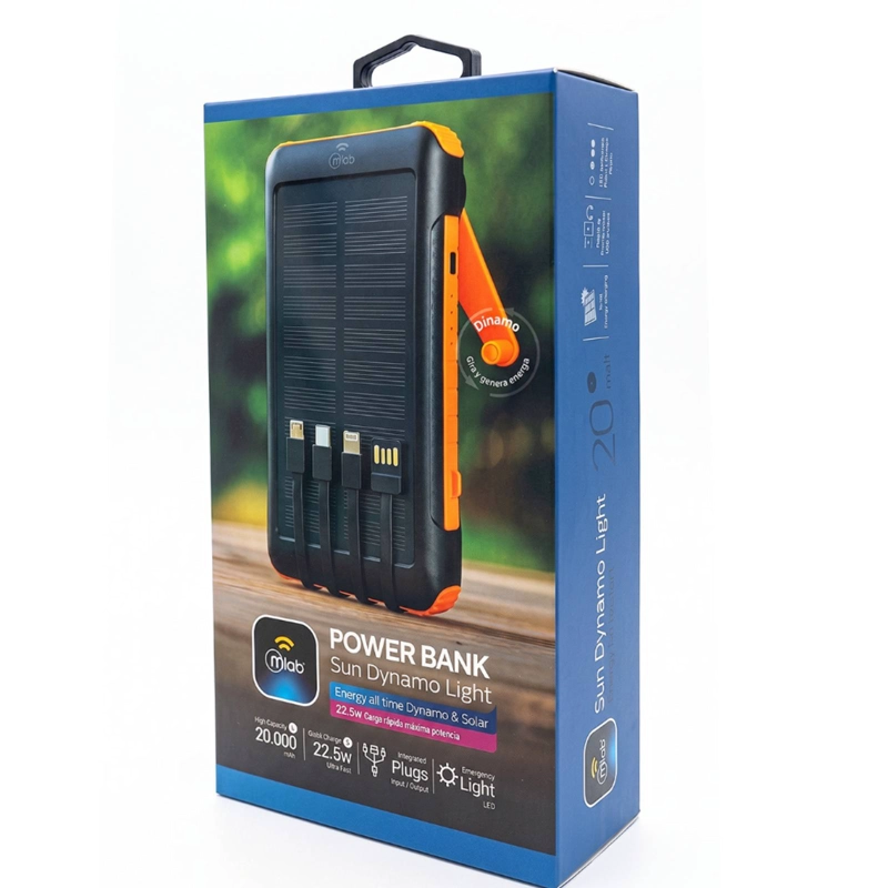CARGADOR PORTATIL POWERBANK SOLAR 20000 MAH LINTERNA - 5