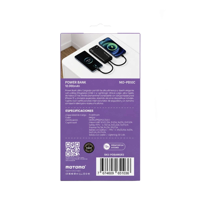 CARGADOR PORTATIL POWERBANK 10000 MAH CARGA RAPIDO - 2