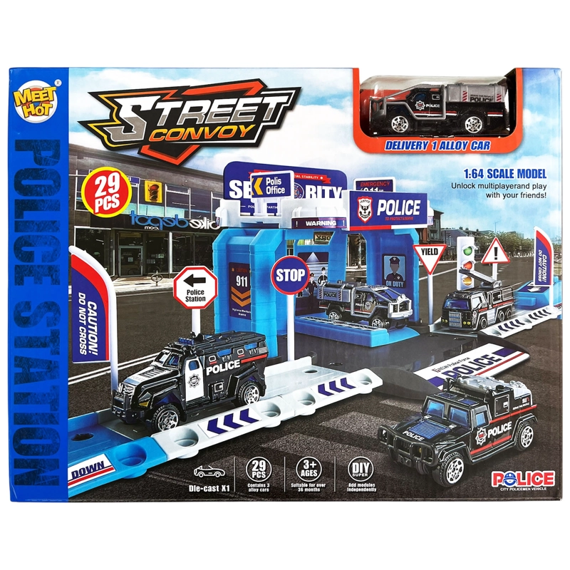 PISTA DE JUGUETE ESTACION DE POLICIA SET DE 29 PIEZAS 1 AUTO - 3