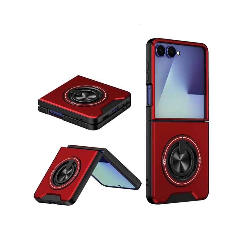 CARCASA CON ANILLO COMPATIBLE CON SAMSUNG Z FLIP 8 ROJO - 1