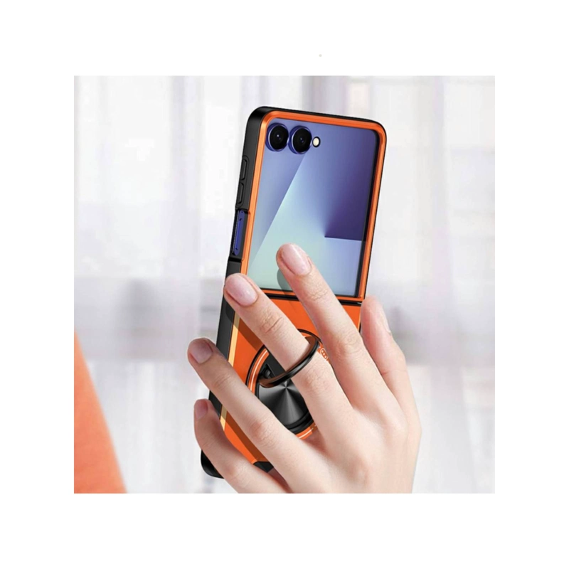 CARCASA CON ANILLO COMPATIBLE CON SAMSUNG Z FLIP 8 ROJO - 8