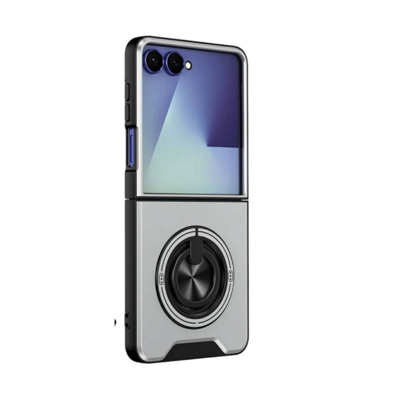 CARCASA CON ANILLO COMPATIBLE CON SAMSUNG Z FLIP 8 GRIS - 1