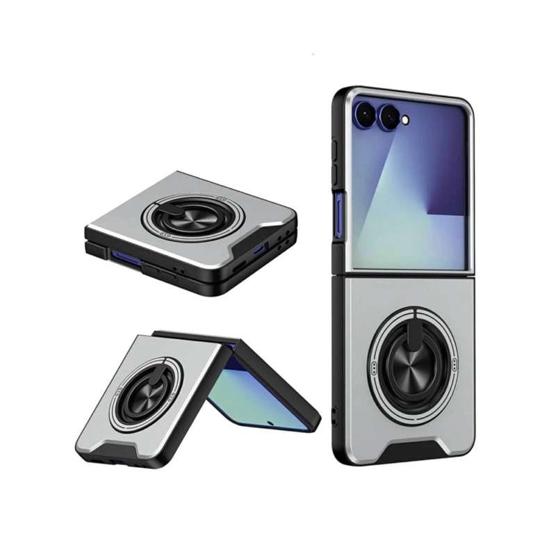 CARCASA CON ANILLO COMPATIBLE CON SAMSUNG Z FLIP 8 GRIS - 2