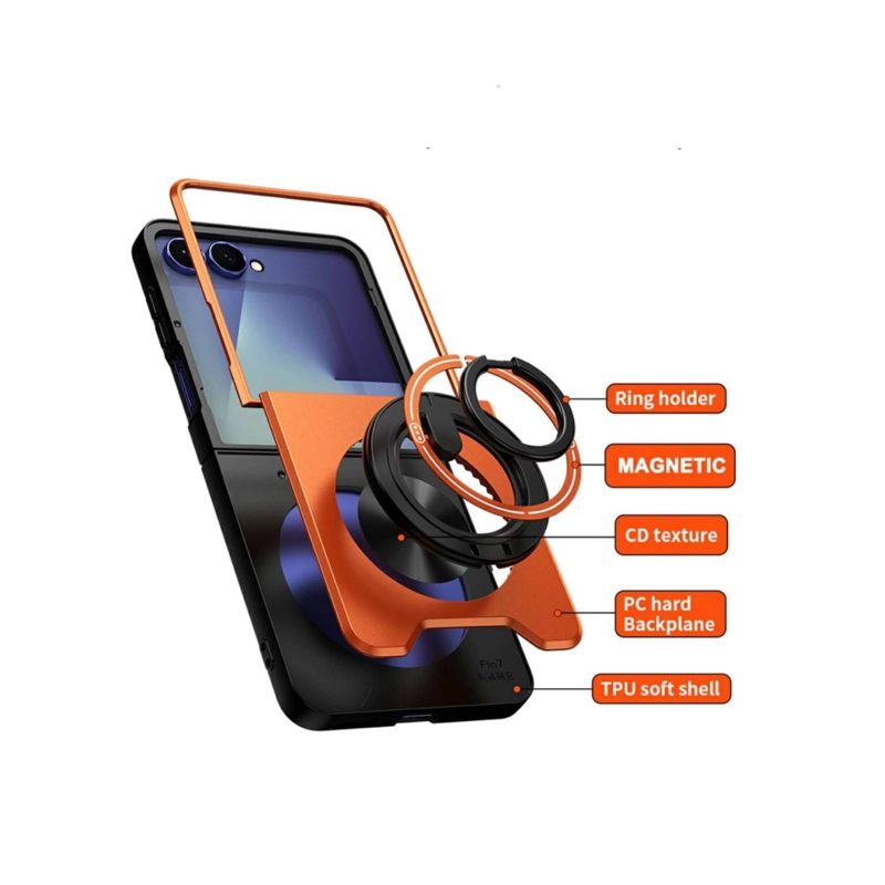 CARCASA CON ANILLO COMPATIBLE CON SAMSUNG Z FLIP 8 GRIS - 5
