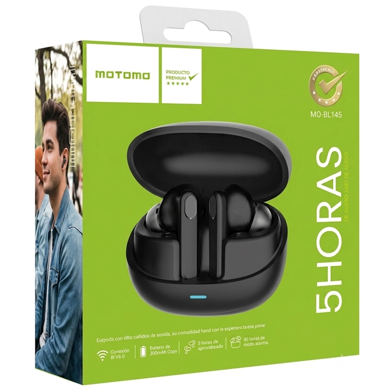 AUDIFONOS INALAMBRICOS BLUETOOTH TACTIL MOTOMO MOBL145 NEGRO - 4