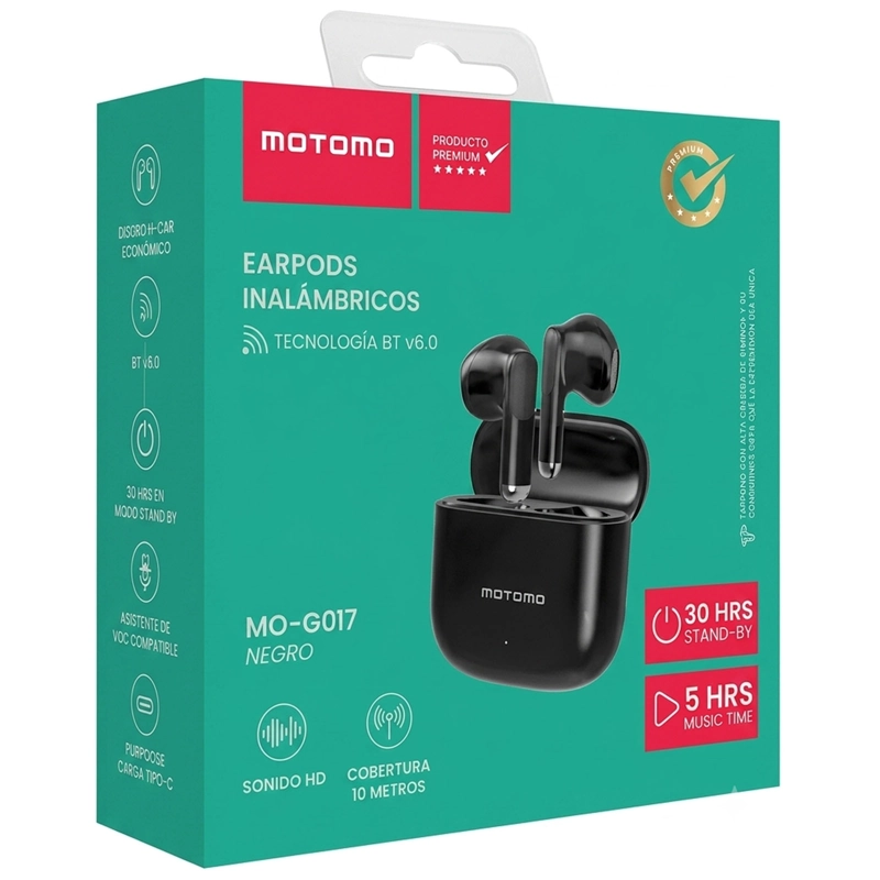 AUDIFONOS INALAMBRICOS BLUETOOTH TACTIL MOTOMO MO-G017 NEGRO - 4