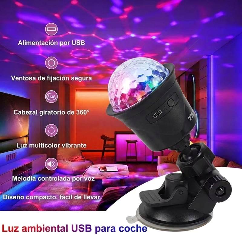 ESFERA DE LUZ RGB GIRATORIA PARA FIESTAS RECARGA INALAMBRICA - 3