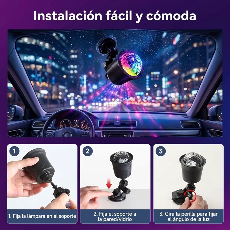 ESFERA DE LUZ RGB GIRATORIA PARA FIESTAS RECARGA INALAMBRICA - 4