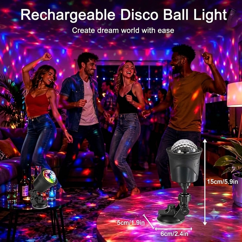 ESFERA DE LUZ RGB GIRATORIA PARA FIESTAS RECARGA INALAMBRICA - 5