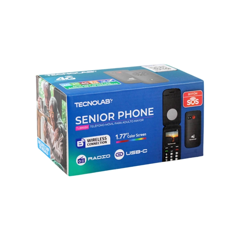TELE FONO PARA ADULTO MAYOR ALMEJA 1.77”BOTON EMERGENCIA AZUL - 3
