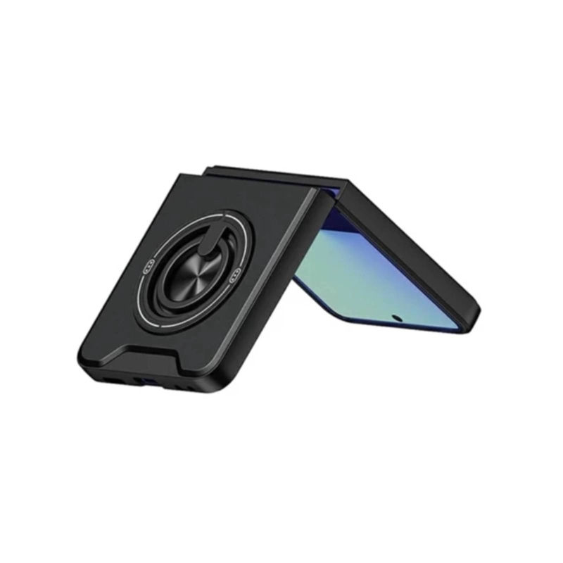 CARCASA CON ANILLO COMPATIBLE CON SAMSUNG Z FLIP 8 NEGRO - 2