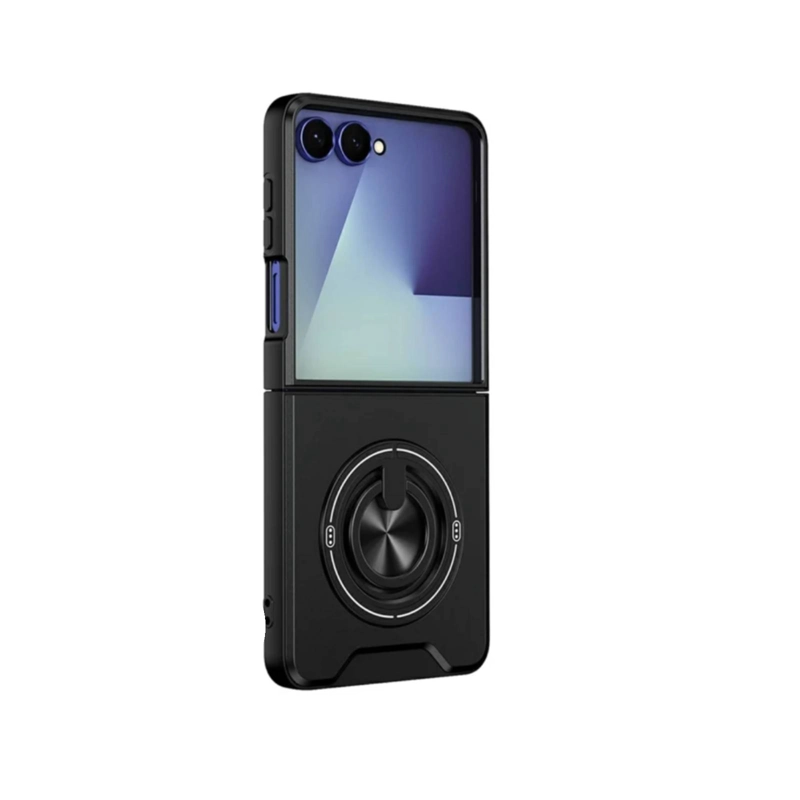 CARCASA CON ANILLO COMPATIBLE CON SAMSUNG Z FLIP 8 NEGRO - 4