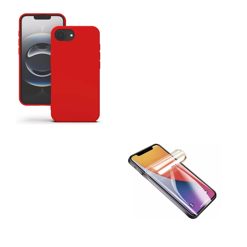CARCASA FUNDA LAMINA DE CLEAR COMPATIBLE CON IPHONE 17E ROJO - 1