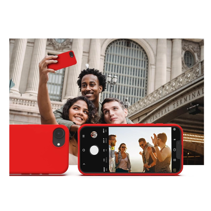 CARCASA FUNDA LAMINA DE CLEAR COMPATIBLE CON IPHONE 17E ROJO - 3