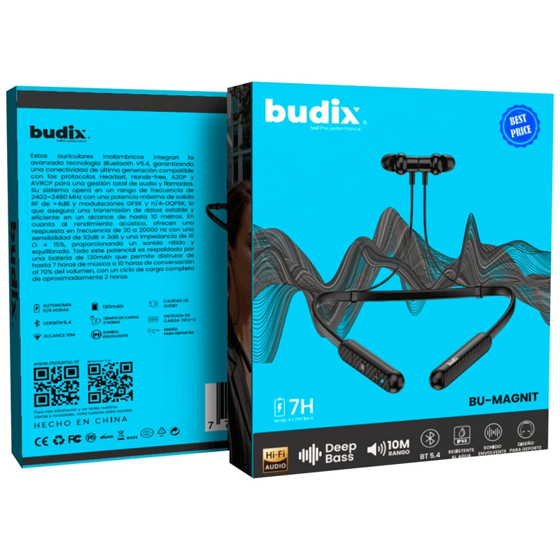 AUDIFONOS INALAMBRICOS BLUETOOTH DEPORTIVO BU-MAGNIT NEGRO - 5