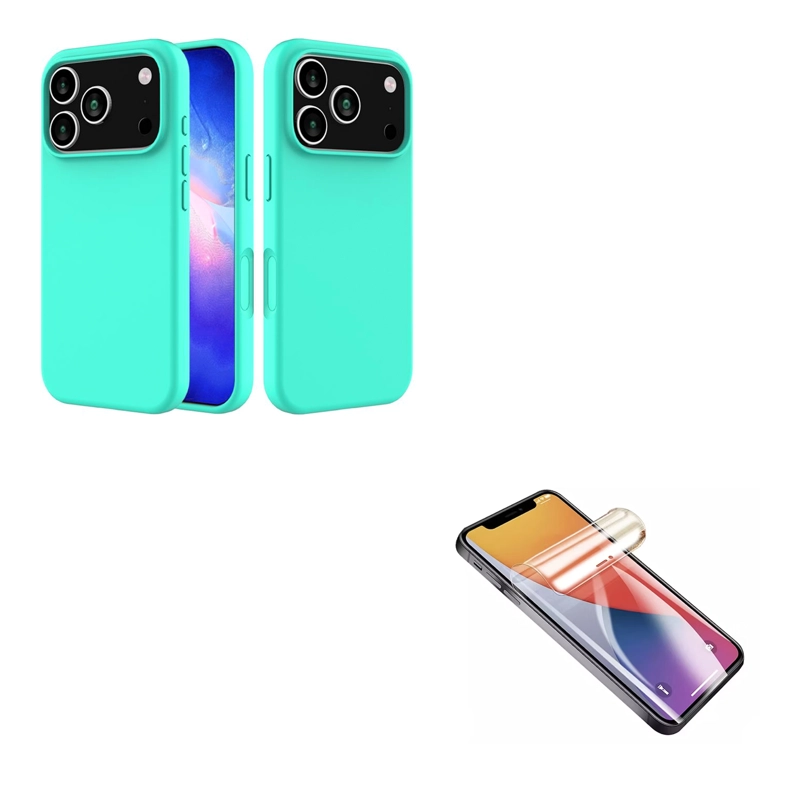 CARCASA LAMINA CLEAR COMPATIBLE CON IPHONE 18 PRO MAX TURQUESA - 1
