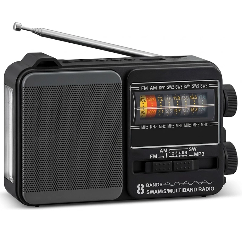 RADIO PORTATIL CON LINTERNA CARGA SOLAR TECNOLAB TL653 NEGRO - 2