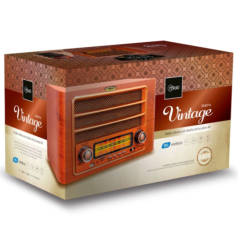 RADIO AM FM REPRODUCTOR BLUETOOTH Y USB RETRO VINTAGE 1940S - 5