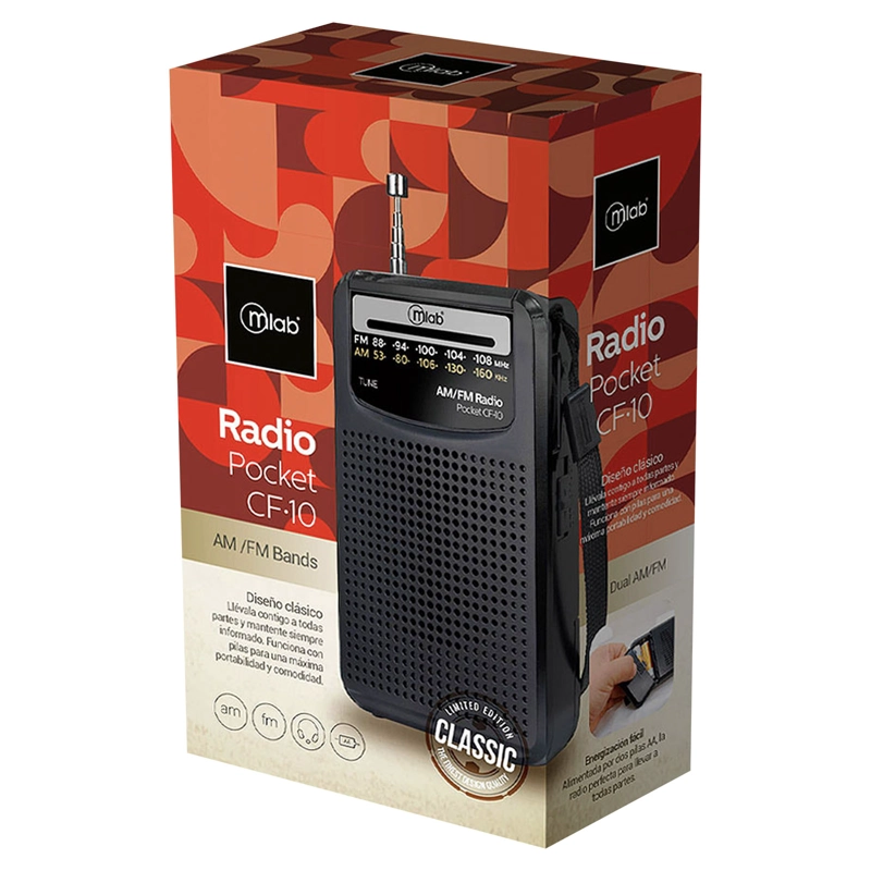 RADIO PORTATIL DE BOLSILLO A PILAS AA BANDAS AM-FM NEGRO - 5