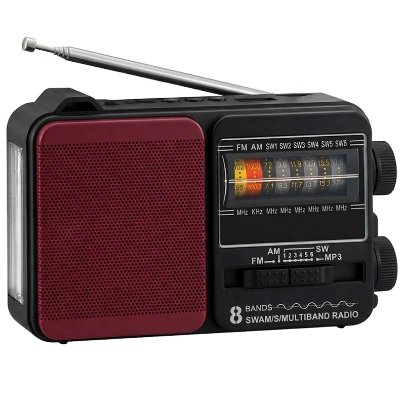 RADIO PORTATIL CON LINTERNA CARGA SOLAR TECNOLAB TL653 ROJO - 2