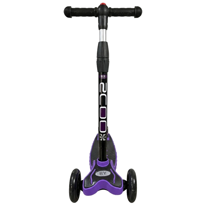 MONOPATIN SCOOTER INFANTIL PLEGABLE 3 RUEDAS CON LUZ MORADO - 3