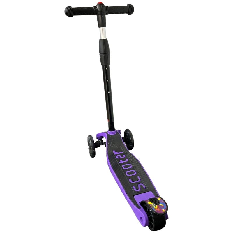 MONOPATIN SCOOTER INFANTIL PLEGABLE 3 RUEDAS CON LUZ MORADO - 4