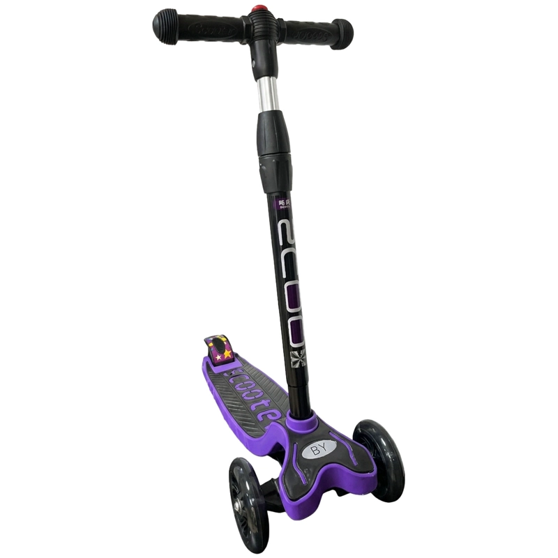 MONOPATIN SCOOTER INFANTIL PLEGABLE 3 RUEDAS CON LUZ MORADO - 5