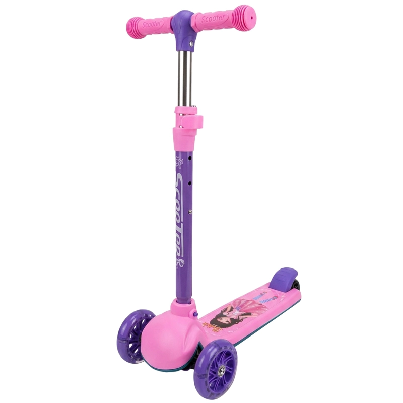 MONOPATIN SCOOTER INFANTIL PLEGABLE 3 RUEDAS CON LUZ ROSADO - 1