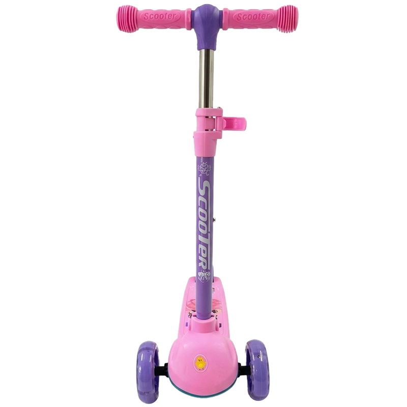 MONOPATIN SCOOTER INFANTIL PLEGABLE 3 RUEDAS CON LUZ ROSADO - 3