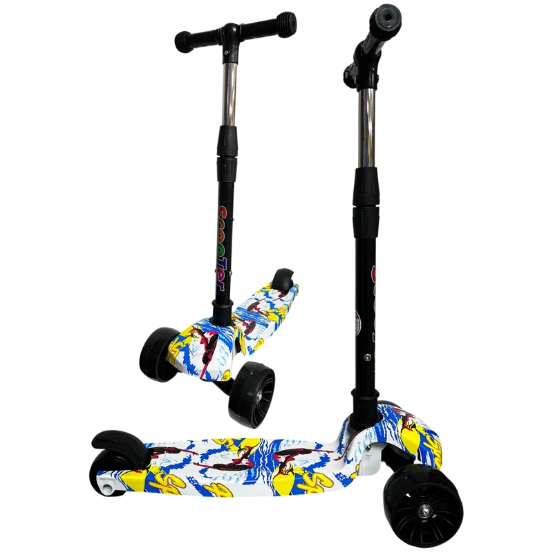 MONOPATIN SCOOTER INFANTIL PLEGABLE 3 RUEDAS CON LUZ BLANCO - 1