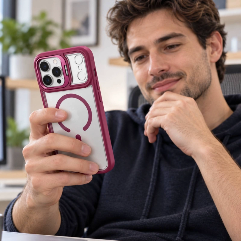 CARCASA MAGNE TICA BORDE COMPATIBLE CON IPHONE 18 PRO MAX BURDEO - 6