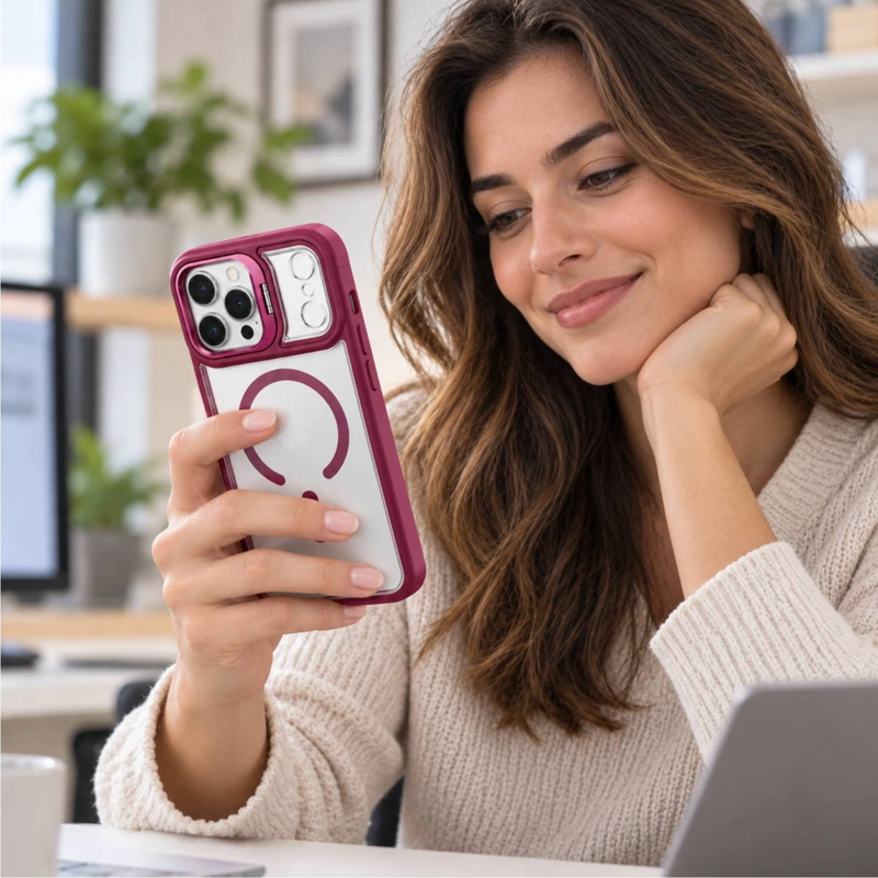 CARCASA MAGNE TICA BORDE COMPATIBLE CON IPHONE 18 PRO MAX BURDEO - 7