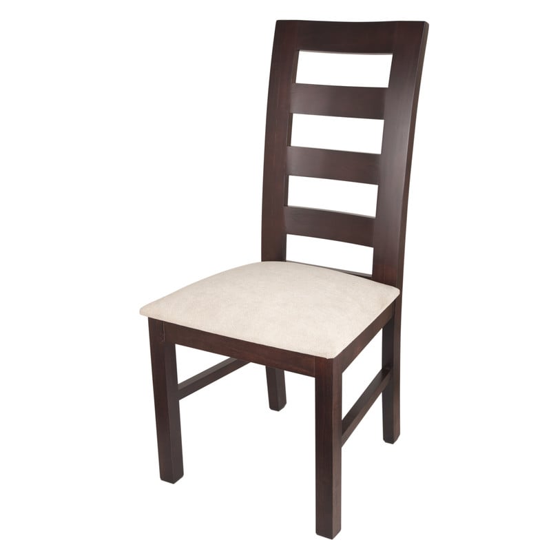 JUEGO DE COMEDOR AMELIA RECTANGULAR 6 SILLAS MADERA COLOR CHOCOLATE TAPIZ BEIGE JASPEADO - 4