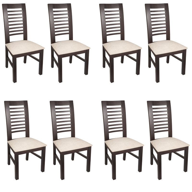 SILLAS ARTHOME LUCIANA MADERA CHOCOLATE PACK 8 TAPIZ BEIGE JASPEADO - 1