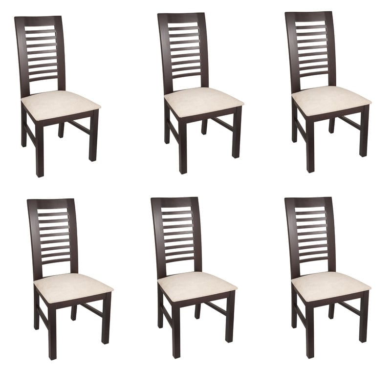 SILLAS ARTHOME LUCIANA MADERA CHOCOLATE PACK 6 TAPIZ BEIGE JASPEADO - 1