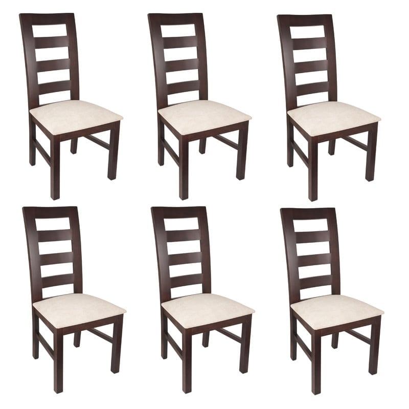 SILLAS ARTHOME AMELIA MADERA CHOCOLATE PACK 6 TAPIZ BEIGE JASPEADO - 1