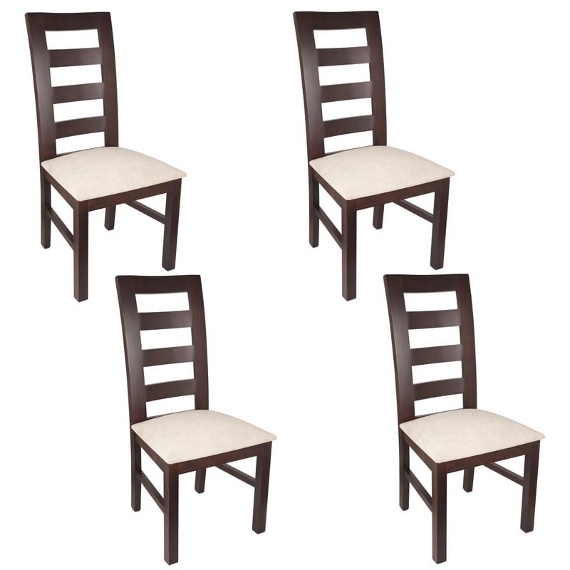 SILLAS ARTHOME AMELIA MADERA CHOCOLATE PACK 4 TAPIZ BEIGE JASPEADO - 1