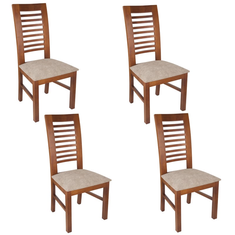 SILLAS ARTHOME LUCIANA MADERA PACK 4 MIEL TAPIZ CAFÉ JASPEADO - 1