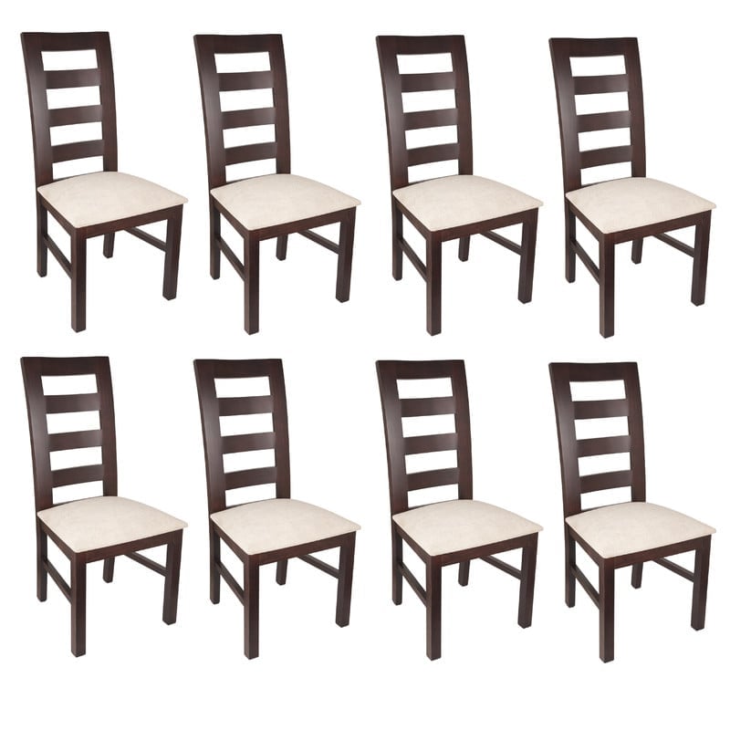 SILLAS ARTHOME AMELIA MADERA CHOCOLATE PACK 8 TAPIZ BEIGE JASPEADO - 1