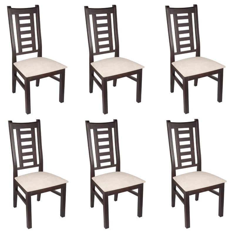 SILLAS ARTHOME PASCAL MADERA CHOCOLATE PACK 6 TAPIZ BEIGE JASPEADO - 1