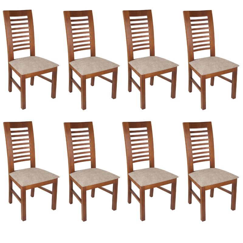 SILLAS ARTHOME LUCIANA MADERA PACK 8 MIEL TAPIZ CAFÉ JASPEADO - 1