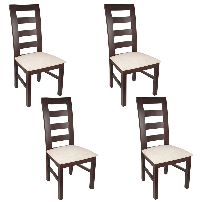 JUEGO DE COMEDOR AMELIA CUADRADA 4 SILLAS MADERA COLOR CHOCOLATE TAPIZ BEIGE JASPEADO - 3