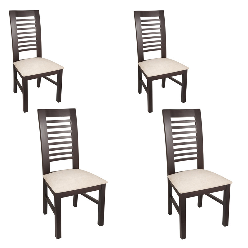 SILLAS ARTHOME LUCIANA MADERA CHOCOLATE PACK 4 TAPIZ BEIGE JASPEADO - 1