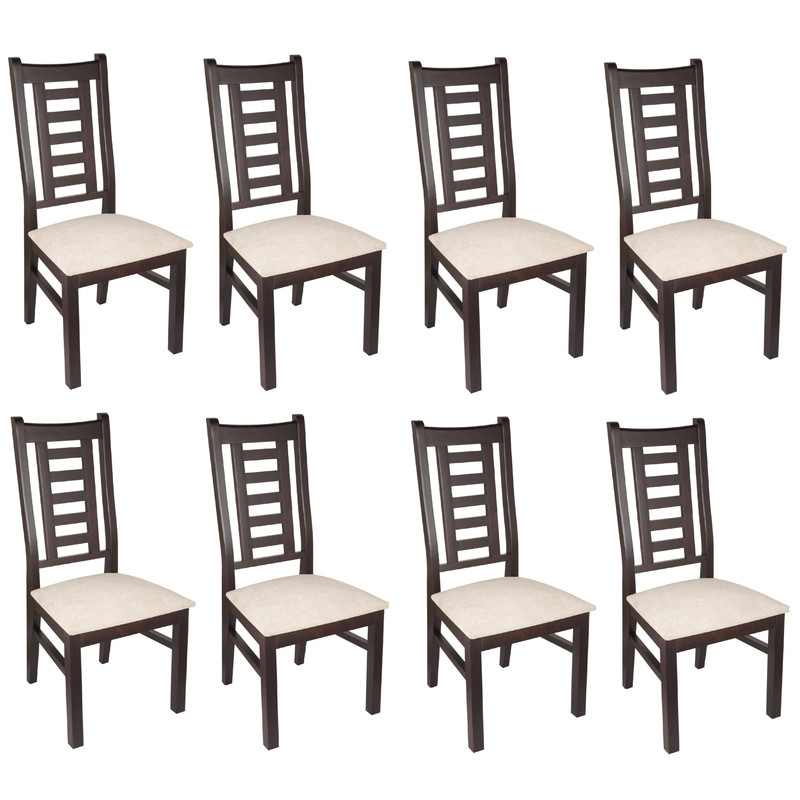SILLAS ARTHOME PASCAL MADERA CHOCOLATE PACK 8 TAPIZ BEIGE JASPEADO - 1