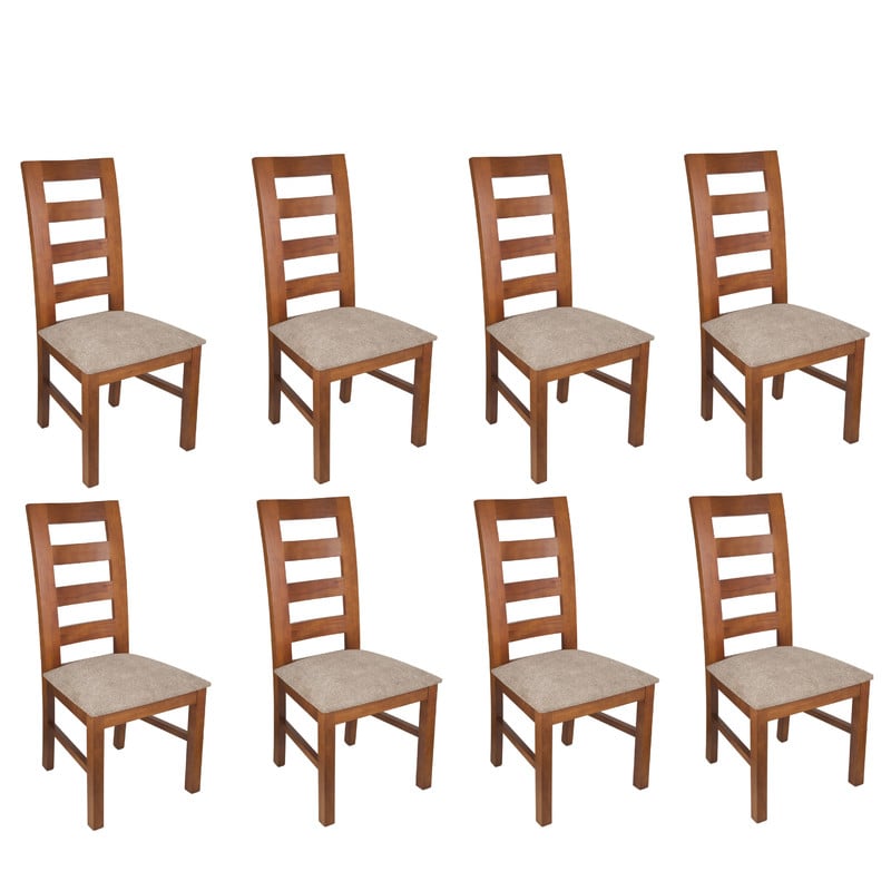 SILLAS ARTHOME AMELIA MADERA PACK 8 MIEL TAPIZ CAFÉ JASPEADO - 1