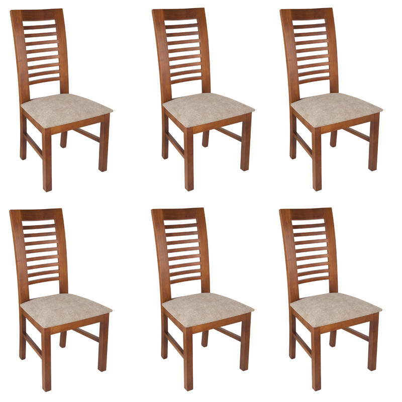 SILLAS ARTHOME LUCIANA MADERA PACK 6 MIEL TAPIZ CAFÉ JASPEADO - 1